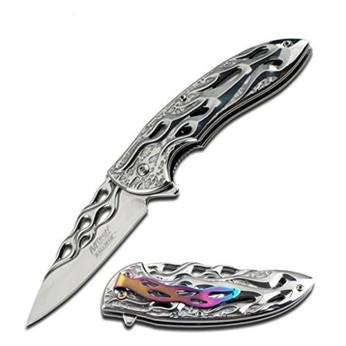 Flame Titanium Stainless Steel Blade Tactical Rescue Quick Open Pocket Design Folding Knife (Red) - MTECH USA XTREME