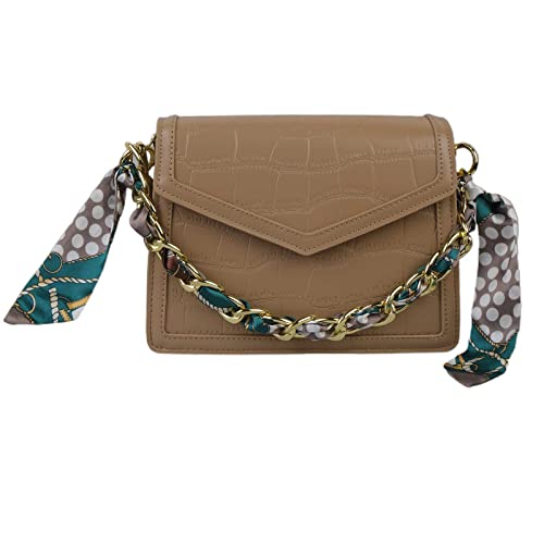 THESTO Textured Shoulder Bag, Cross Body Purse Sling Handbag With Chain Strap for Women and Girls, PU Leather