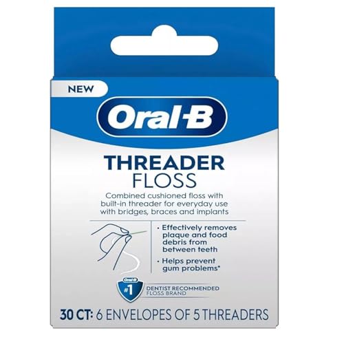Oral-B Threader Floss 30-Count: 6 envelopes of 5 threaders.