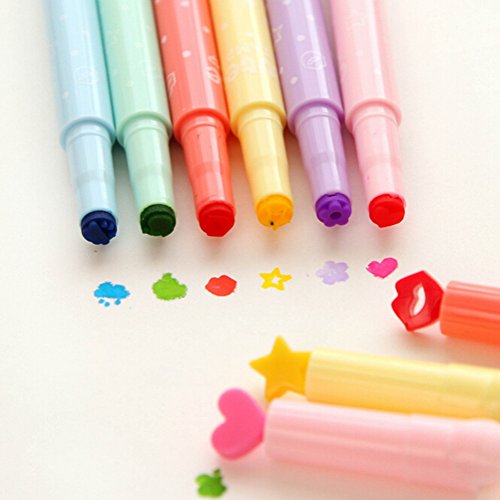 KitMax (TM) Pack of 12 Pcs Cute Cool Novelty Candy Color Seal Pen Tip Highlighter Office School Supplies Students Children Gift (Color May Vary)