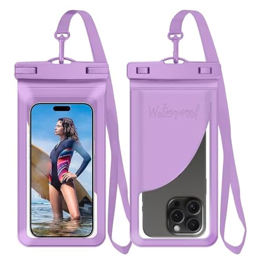 Vsagier Universal Waterproof Phone Case, with Inside Card Holder, Large Dry Bag Compatible for iPhone 17 16 15 14 13 12 Pro Max XS Plus for Galaxy S22, IPX8 Beach Travel Essentials, 1 Pack-Purple-8.3″