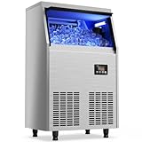 Coolski Commercial Under Counter Ice Maker, 100lbs/24H, ETL & DOE Certificated, 45pcs with 35lbs Storage Bin, Fan Cooling System Stainless Steel Freestanding Ice Machine for Bar Home Office Church