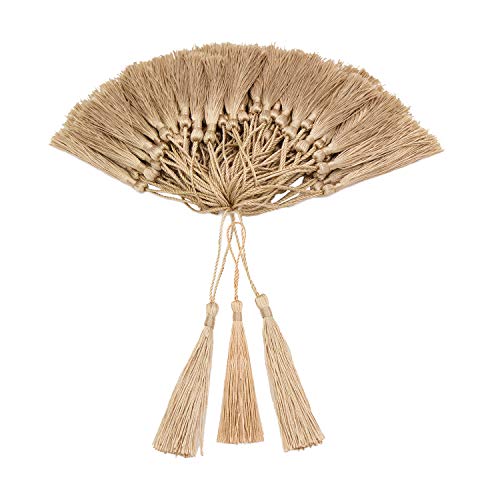 VAPKER 100 borlas sedosas hechas a mano de color trigo de 13 cm, con lazo de cordón de 2 pulgadas para hacer joyas, proyectos de bricolaje, marcapáginas Cover