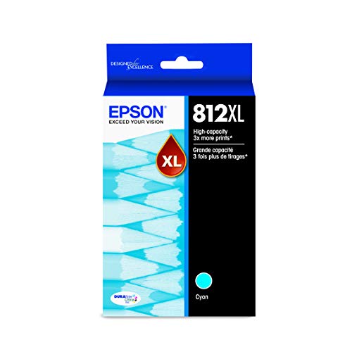 EPSON T812 DURABrite Ultra Ink High Capacity Cyan Cartridge (T812XL220-S) for Select Epson Workforce Pro Printers
