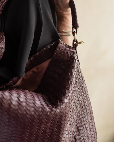 Image of Jild Hobo Style Woven Bag for Women - Soft Handmade Genuine Leather Work Tote Bag - Cross Body Womens Purse