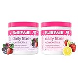 Belli Welli Daily Fiber Supplement Bundle with Collagen, Probiotics & Electrolytes – Strawberry Lemonade & Wild Berry Flavors – Supports Digestion, Gut Balance, & Debloating – 32 Servings