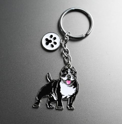 BT Bear Schlüsselanhänger mit Hundemotiv, niedlicher Metall-Schlüsselanhänger, Taschenanhänger, American Bully Pitbull, S