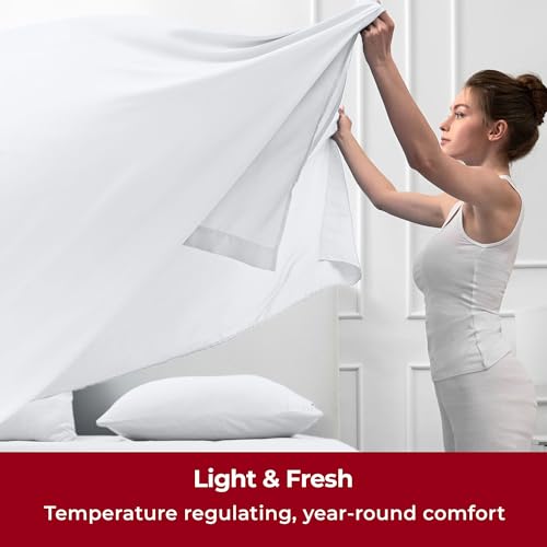 Mellanni King Size Flat Sheet - Cooling, Extra Soft, Wrinkle-Resistant Hotel Luxury Bedding (White)