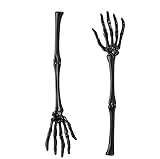 Black Skeleton Hand Tongs Creative Arm Skull Claw Halloween Design Party Decorations Kitchen Utensils Salad Tableware Desserts Serving Spoon 2 pack
