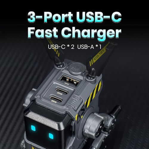 Image of GravaStar Alpha65 65W GaN USB-C Fast Charger, 3-Port Wall Charger, Foldable Compact Charger for iPhone, MacBook Pro, Galaxy, Steam Deck - Black - with US /EU /UK Interchangeable Plug Adapters