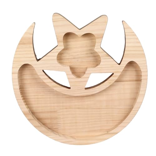 Bandeja de Cristal de Madera, Soporte de Piedra curativa, Bandeja organizadora de Madera en Forma de Media Luna y Estrella para Piedras de joyería de Aceite Esencial, Bandeja