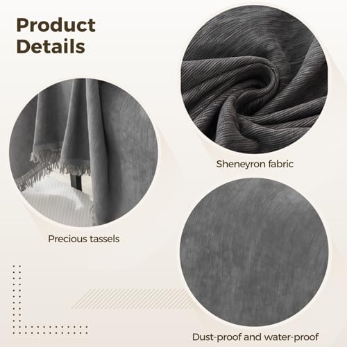 Itoyx Kratzschutz für Sofa, Dunkelgrauer Chenille-Sofabezug, extragroß (180 x 300 cm), haustierfreundlicher Möbelschutz, weicher Sofabezug, Wohnzimmerdeko
