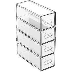 Cajones De Plastico Organizadores TIENDA EURASIA - Cajonera Plástico Transparente, Organizador de Escritorio Modular, Util para Oficina, Baño (4 cajones, 7 x 17 x 22 cm)