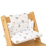 YushengTai Cuscino per seggiolone Stokke Tripp Trapp, set da 2 pezzi, in cotone biologico con rivestimento laminato impermeabile, facile da pulire e rimovibile, lavabile in lavatrice (arcobaleno)
