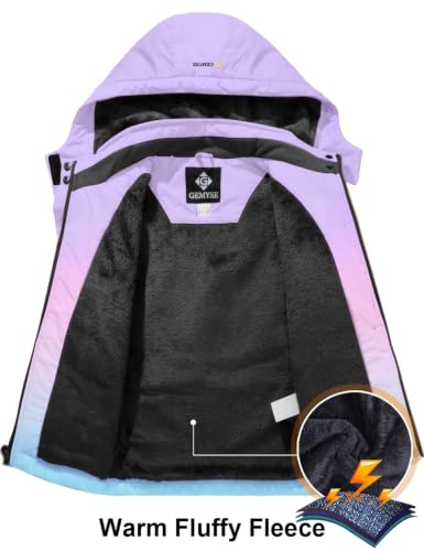 Image of GEMYSE Girl's Waterproof Ski Snow Jacket Hooded Fleece Lined Windproof Winter Jacket