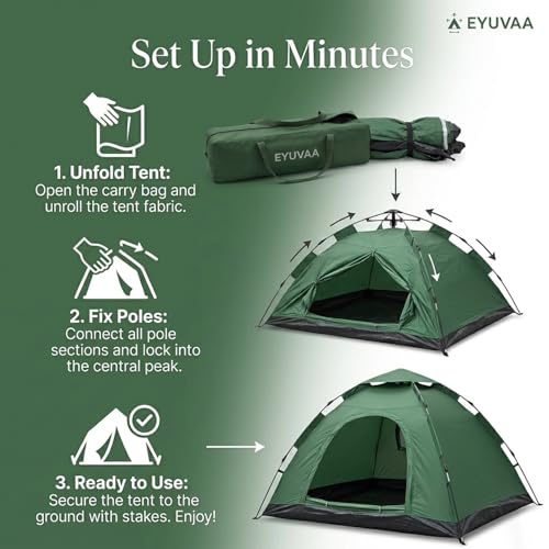 Image of EYUVAA LABEL Camping Tent Waterproof Portable Outdoor Lightweight Dome Tent with Carry Bag 6 Person