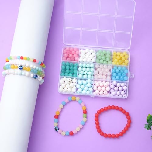 Image of Ambitieux DIY Bracelet Making Kit for Girls - 12 Types Colorful Beads with Charms, Elastic Thread, Earrings, Clasps & Rings - Jewellery Craft Kit for Kids, Birthday Return Gift, Rakhi Special Set for 2 3 4 5 6 7 8 9 10 years (8mm Moon Matt)