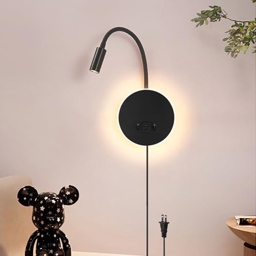 Aplique de pared con puerto de carga USB y enchufe para evitar obras 7