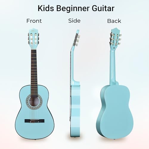 ADM Beginner Acoustic Classical Guitar 36 Inch Nylon Strings Wooden Guitar Bundle Kit for Kid Boy Girl Student Youth Guitarra Online Lessons with Gig Bag, Strap, Tuner, Strings, Picks, Socal Green — view 3