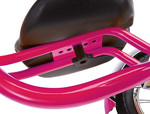 Image of Schwinn Roadster Bike for Toddler, Kids Classic Tricycle, Low Positioned Steel Trike Frame w / Bell & Handlebar Tassels, Rear Deck Made of Genuine Wood, Boys and Girls Ages 2-4 Year Old, Bright Pink