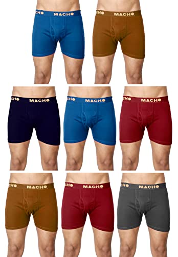 Macho Cotton Assorted Plain Long Men's Trunk - Pack of 8 PLT, Size - 90 Cm