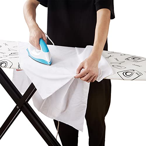 Image of Seiritex Ironing Board Cover and Pad Standard Size 15 x 54 inch, Heat Reflective with Hook and Loop Fasteners, Thick Padding with Elasticized Edges, 3 Layers Iron Board Cover (White)