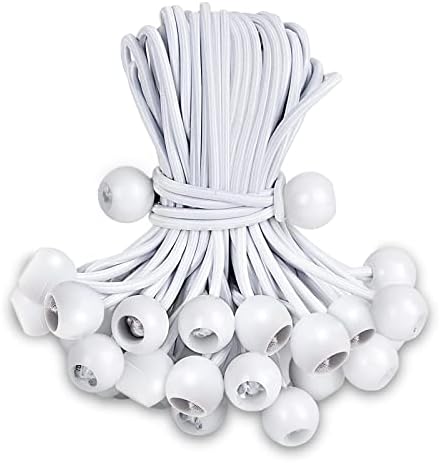 Ball Bungee Cords 4 Inch, 30 Pack Ball Bungee Cords Heavy Duty Outdoor for Camping Tarp Cargo Tent White