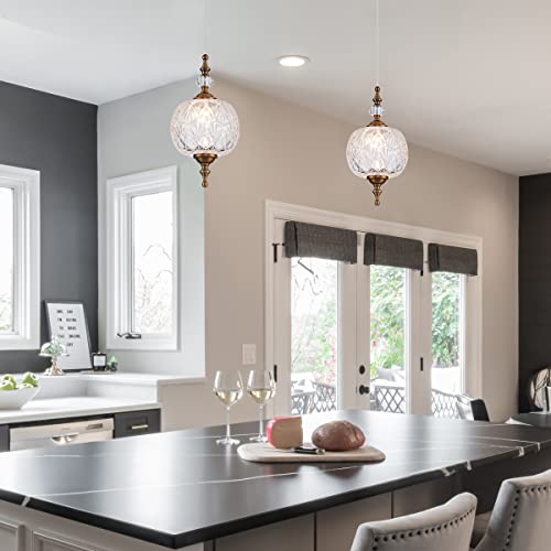 Tlolgt Antique Adjustable Pendant Light Fixtures Delicate Decorative Pattern Glass Ceiling Pendant Lighting For Kitchen Island Dining Room With Original Vintage Design thumb #2