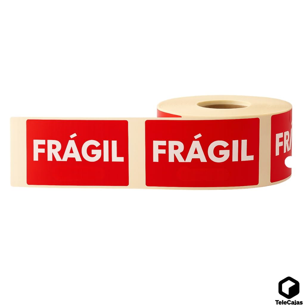 Rollos de Etiquetas Adhesivas para Envios, Cajas, etc: FRAGIL Y CONTIENE ALBARAN (FRÁGIL)