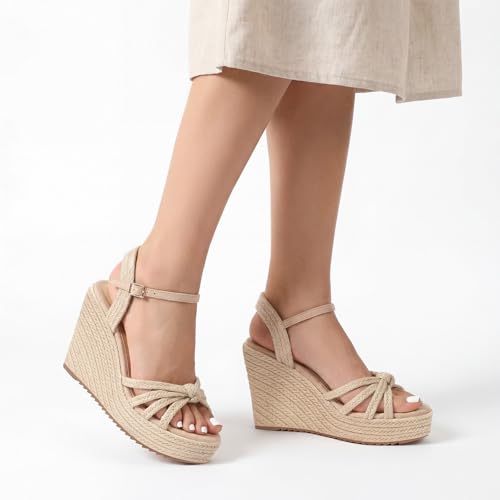 Image of VICKI.VICKI Wedges for Women Platform Sandals Wedge Heels for Sandals Comfortable Summer Espadrille Shoes Ankle Strap&Open Toe