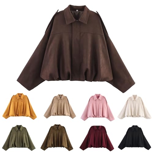 Suede Jacket Damen Leder Kurze Blouson Lederimitat Motorrad Cord Mode Jacke Bikerjacke