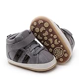 Baby Boys Girls Leather Sneakers Toddler Anti-Slip Shoes Infant First Walkers Casual Fashion Crib Shoes Grey 11CM