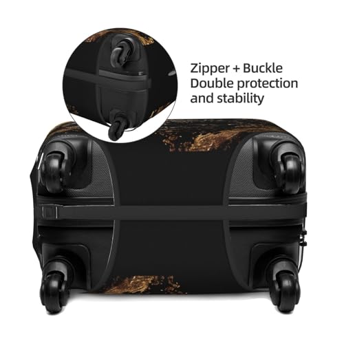 Gold Pattern Black Skull Luggage Cover Protector Anti-Scratch Washable Fits 18-32 Inch Luggage-Medium4