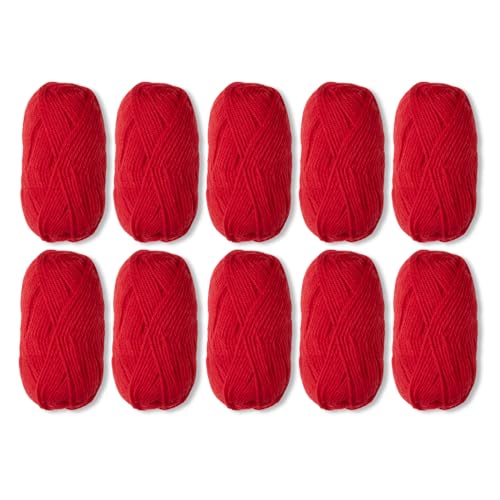 Image of Knit Picks Wool of the Andes Red 100% Wool Yarn Pack for Knitting | 10 skeins (500g total) of soft worsted weight crocheting yarn in Red color, good for felting.