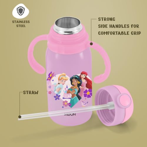 Image of MILTON Disney Fountain 450 ISI Certified Stainless Steel Water Bottle, Leak Proof, Rust Proof, Single walled,1 Yr Warranty, Ideal Sipper Water Bottle for School Kids Bottle, 455 ml, Purple