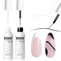 Vishine Set mit 2 klassischen weißen und schwarzen Gel-Farben für Nägel, Euphorie, dünner Pinsel für Gel-Nail-Art, Soak-off-Nail-Art-Set