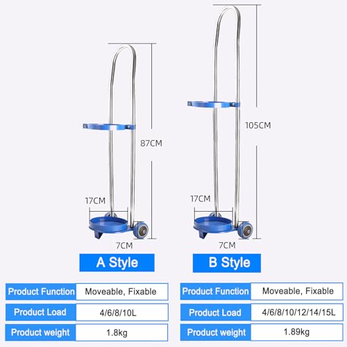 Soporte Móvil para Bombonas De Gas con Tira Protectora De Acero Y Ruedas para Bombonas De Gas De 10/15 L, Carro para Bombonas De Nitrógeno para Facilitar El Transporte..B Style