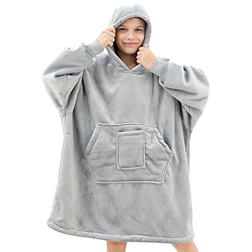 REDESS Blanket Hoodie Sweatshirt, Wearable Blanket Oversized Sherpa with sleeves and giant pocket, cozy hoodie for adults kids
