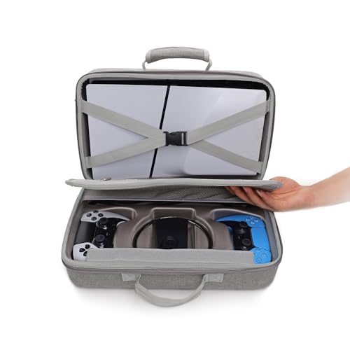 Image of New World Storage Bag for PS5 Slim ,Hard Travel Carrying Case Compatible for PS5 Slim Disc and Digital , Waterproof Shoulder Bag with Both Side Compartments Travel Accessories for PS5 Slim (Grey)