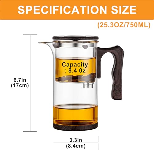 Tea Pot - 750ml/25.4oz Magic Witchcraft Glass Teapot with Strainer Loose Leaf Tea Innovative Water Separation Magnetic Teapot,Borosilicate Glass Tea Infuser Elegant Gift Packaging