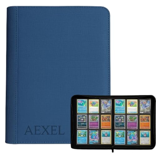 Image of Premium Trading Card Zipper Binder 360 Card Capacity 9 Pocket Pu material For Trading Cards, Sports Cards, TCG Cards (Denim blue)