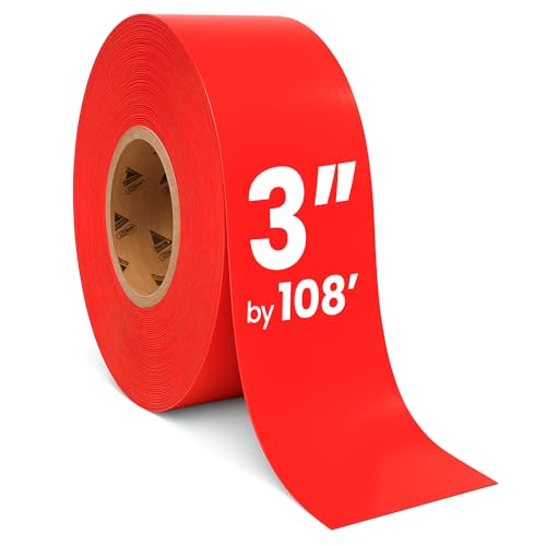 Image of DuraMark EC700 Floor Marking Tape for Concrete and Pavement | Industrial Marking Tape for Warehouses | Long-Lasting | High Durability, Red, 3 Inches by 108 Feet