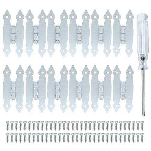 Seimneire H Cabinet Hinges, Antique H-Shape Flat Iron Hinges, Decorative Tool for Cupboard Wardrobe Wooden Jewelry Box - 12Pcs White