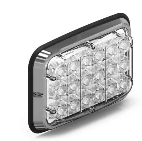 Feniex Spot-Lux 6x4 | Amber + Clear Lens | 3 Programmable Modes | 18 LEDs, Super Bright 3 Watt LEDs, SAE Class 1, NFPA | Emergency Warning Lights