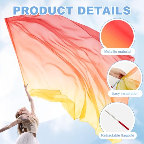 Image of Jecery 2 Pack Praise Dance Worship Flags, 35''x 55'', Yellow Orange Red