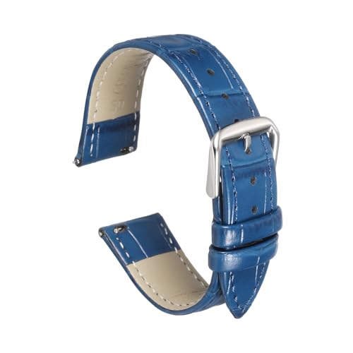 Image of sourcing map Quick Release Genuine Leather Watch Band 20mm, Blue