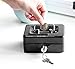 Small Cash Box with Lock and Slot - Jssmst Metal Coin Bank Small Lock Box, Black(SMCB0301N)