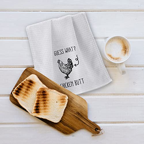 Ohsul Guess What Chicken Butt Highly Absorbent Kitchen Towels Dish Towels Dish Cloth,Funny Chicken Hand Towels Tea Towel For Bathroom Kitchen Decor,Chicken Lovers Farm Women Girls Gifts #TOP4