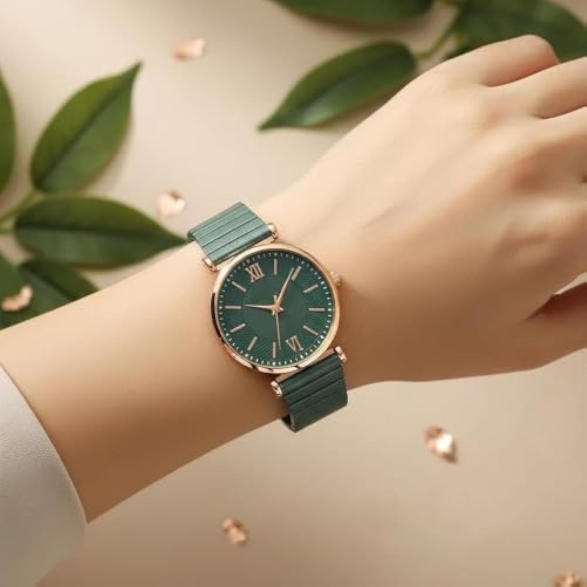 Women's Modern Analog Wrist Watch, Sleek Dial Design