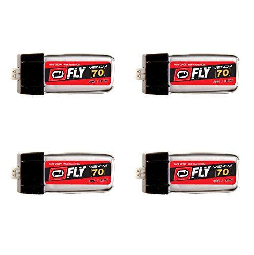 Venom Fly 30C 1S 70mAh 3.7V LiPo Battery with E-flite MCX Plug x4 Pack Combo - Compare to E-flite EFLB0701S